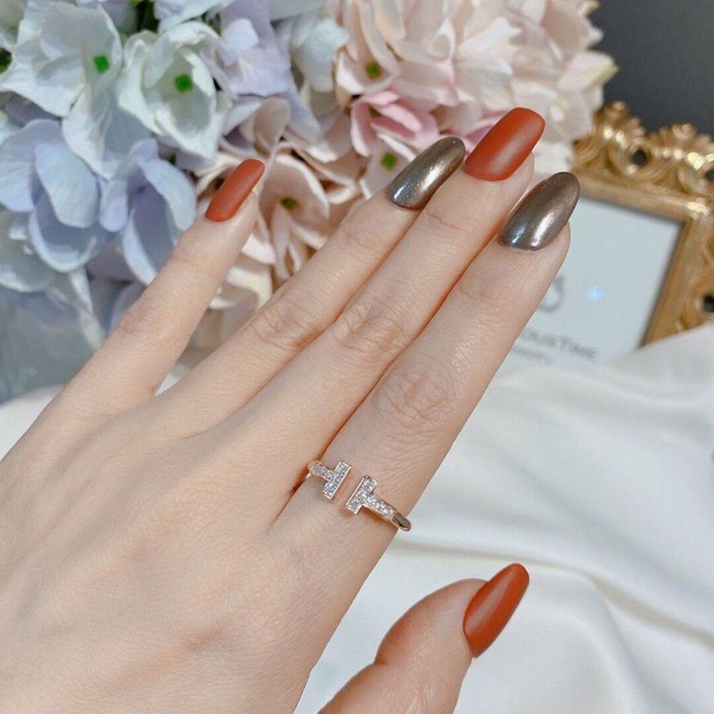 [Elegan] Wanita Pembukaan Cincin Trendi Pasangan Elegan Untuk Pria Zirkon Perhiasan Jari Kristal