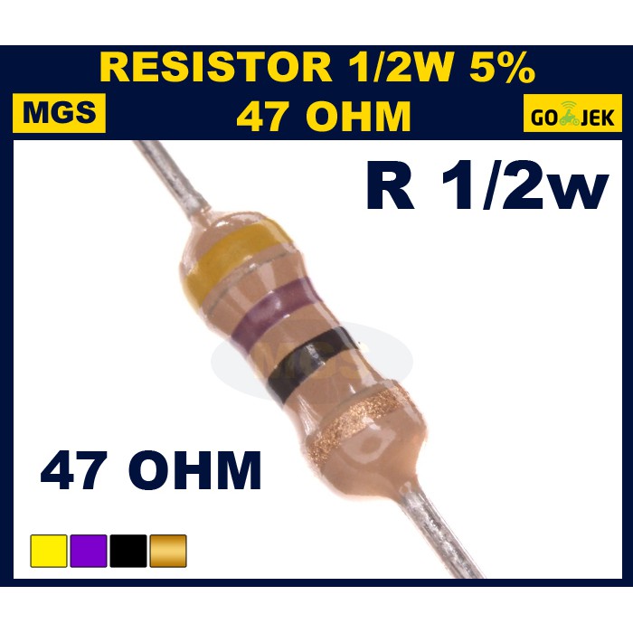 Resistor 1/2w 47 OHM 5% 500PCS