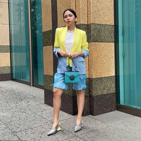 Blazer Kuning Lemon Lime Biru Pastel Outer Pakaian Wanita Kerja | GoodMood  by exneza