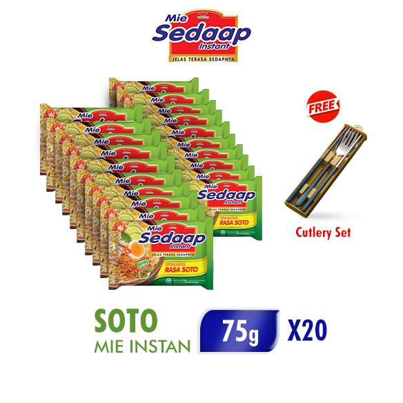 

Sedaap Mie Instan Soto 75 gr x 20 Free Cutlery Set