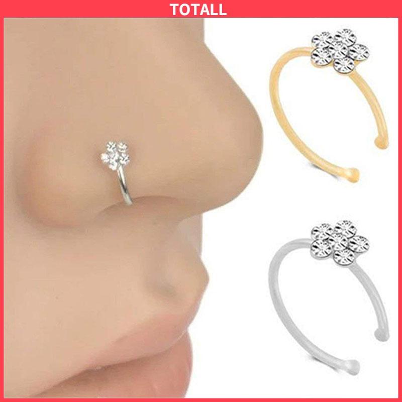 COD Cincin hidung palsu tipe Plum blossom C, cincin hidung tindik stainless steel-Totall