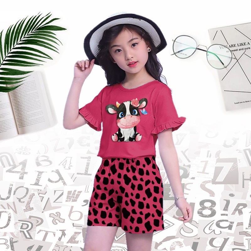 RILLO - SETELAN ANAK PEREMPUAN MODEL TANGAN TEROMPET COW 1 - 7 TAHUN FASHION KOREA