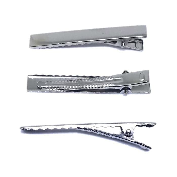 10PCS Jepit Rambut Buaya / Jepit Rambut Bergerigi Warna Silver