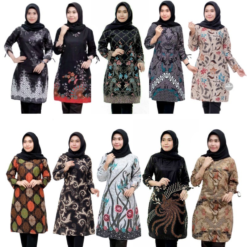 Tunik Batik Wanita Modern Seragam Kantor Guru Jumbo Big Size Terbaru | TUNIK BATIK WANITA M L XL XXL JUMBO Bahan Katun Prima