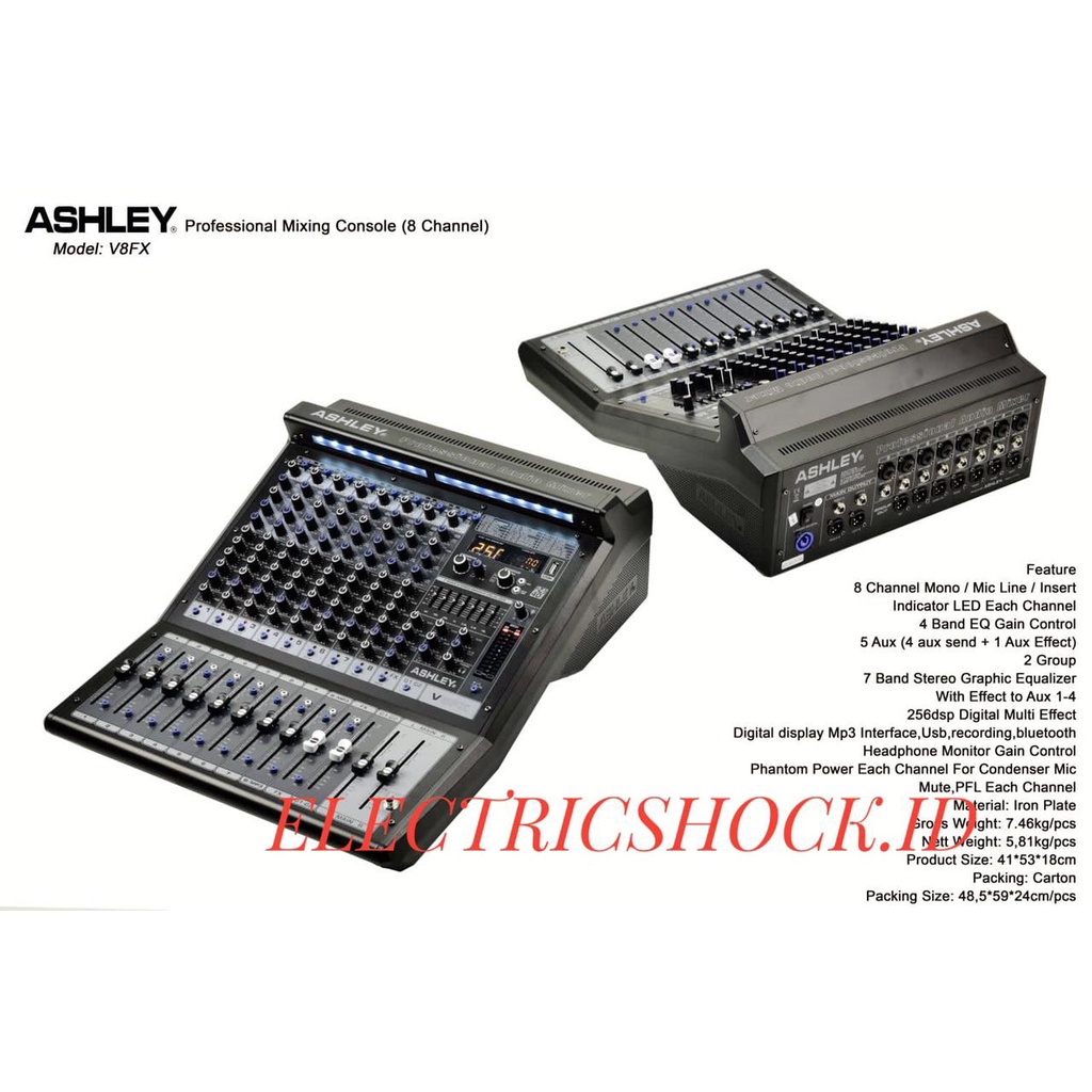MIXER AUDIO ASHLEY V 8FX / V8FX / V 8 FX ORIGINAL NEW MODEL
