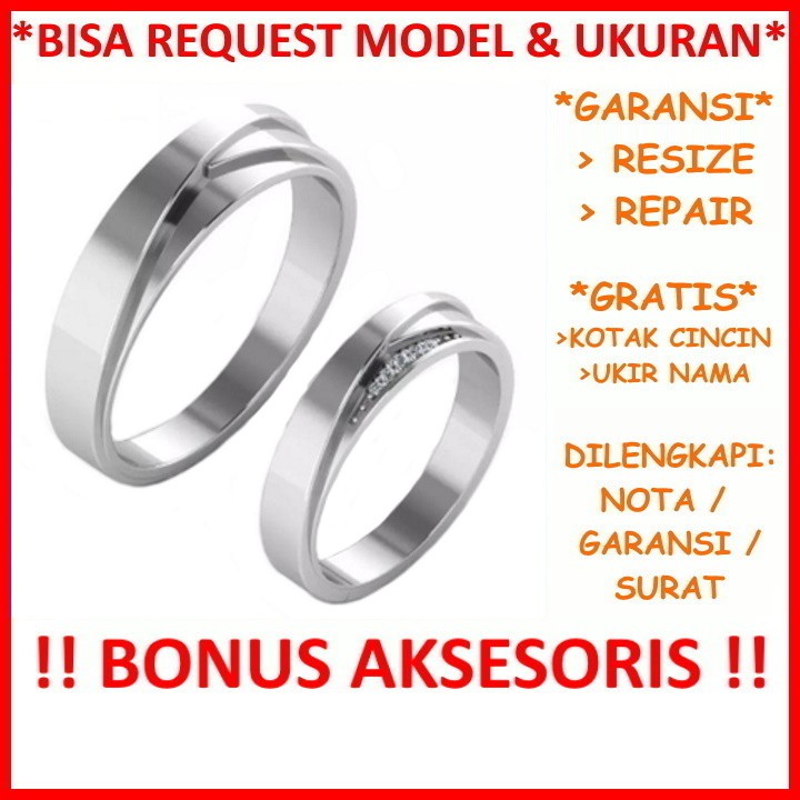 Gratis Ukir Nama Garansi Silver Asli Bisa Pesan Model Cincin Couple Perak Tunangan Mas Kawin Id598