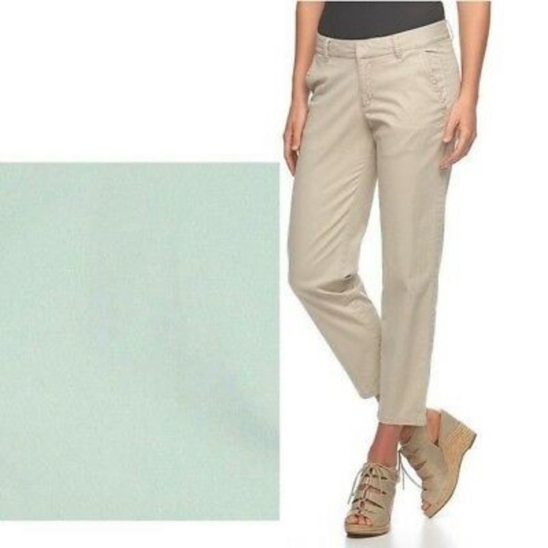 Pants Straight Leg Abercrombie & Fitch Beige Celana Chino Branded wanita Capri 7/8 Krem