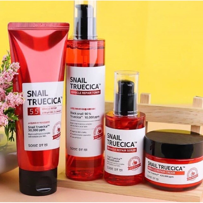 Paket SOMEBYMI Snail Truecica Miracle Repair Serum/Toner/Cream/facial wash