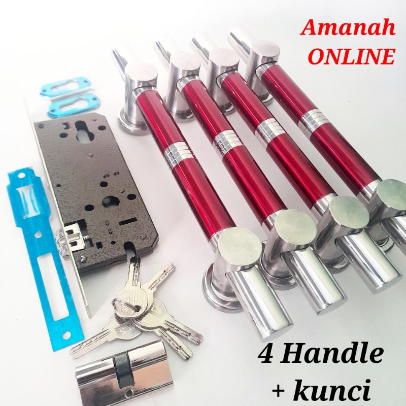 Pegangan pintu rumah 1set kunci - tarikan gagang pintu rumah stainless 45cm 33cm