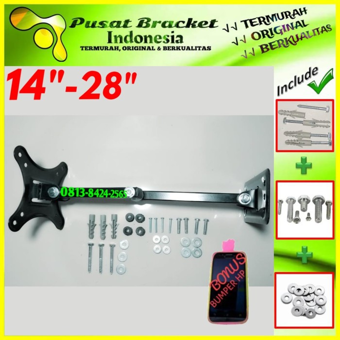 Bracket Tv Lengan/Swifle 14&quot; s/d 28&quot; Fleksible 6 arah | IZ.SWK1-001