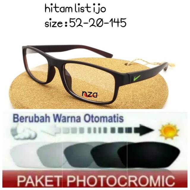 Frame Kacamata Pria Sporty Free Lensa Photocromic Minus Anti UV Plus Kaca mata Terbaru