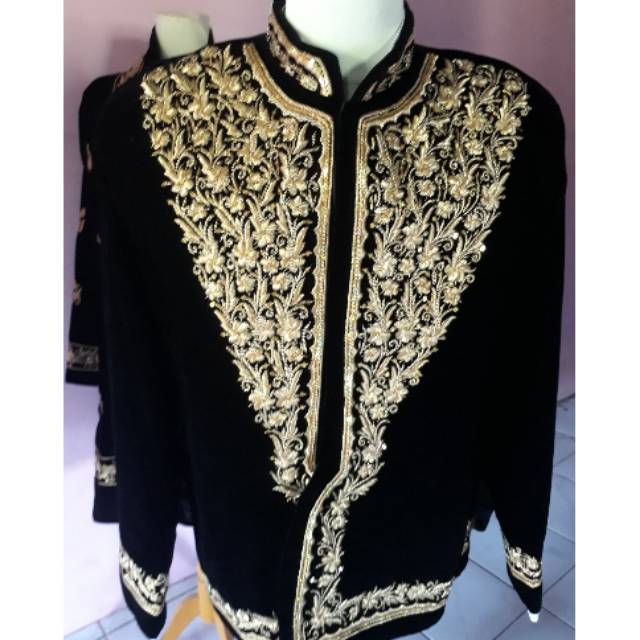 Baju pengantin bludru payet gim/gem
