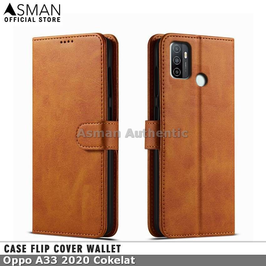 Asman Case Oppo A33 2020 Leather Wallet Flip Cover Premium Edition