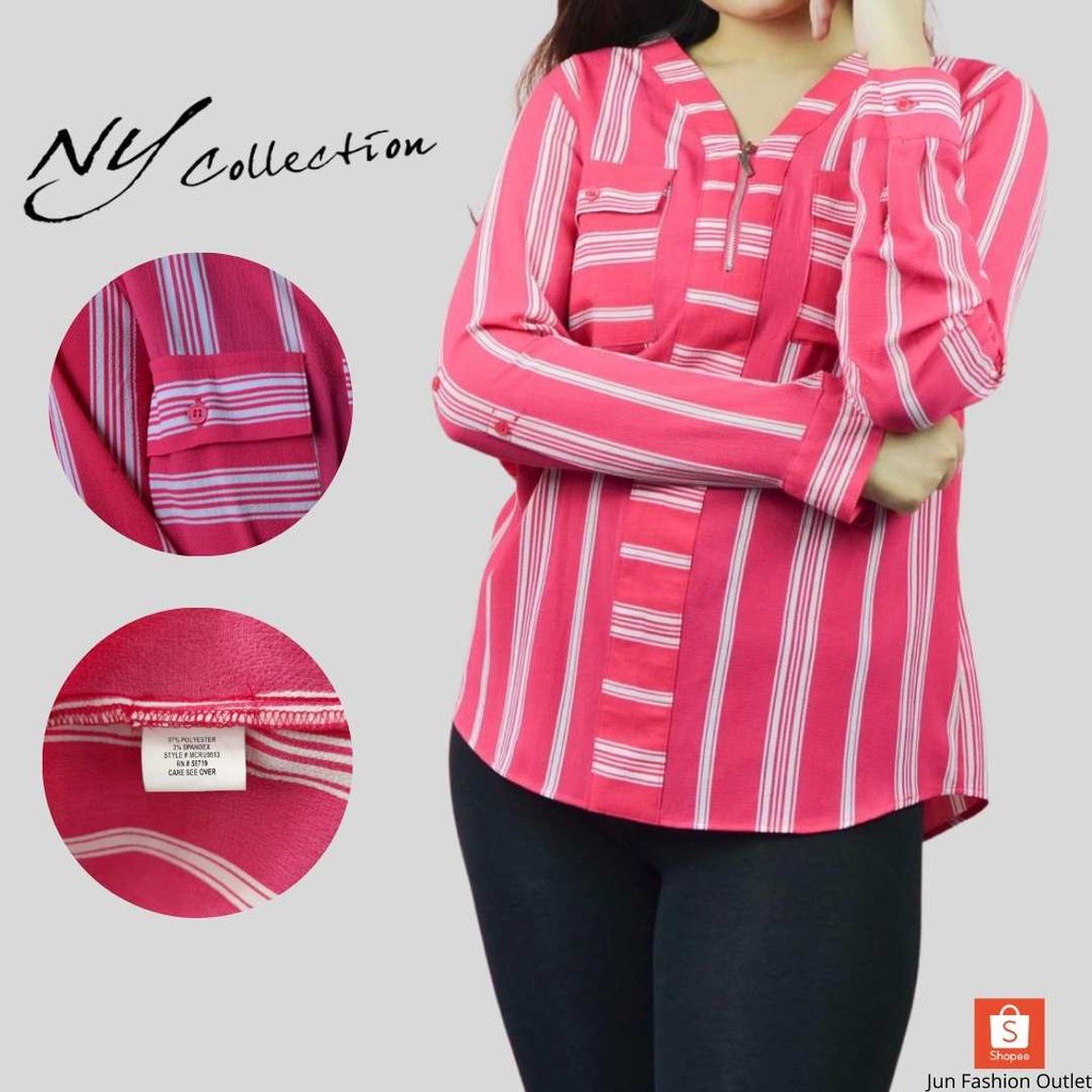 NY COLLECTION - Blouse Kemeja Lengan Panjang Original Premium Pakaian Branded Sisa Ekspor