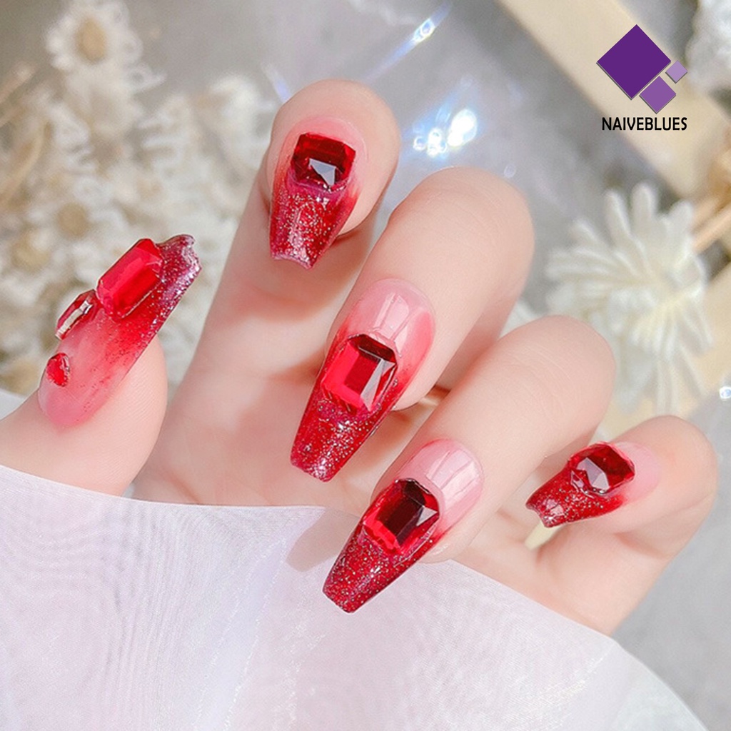 Naiveblue &gt; 10Pcs / Set Ornamen Berlian Imitasi 2 Model Untuk Dekorasi Nail Art / Manicure DIY