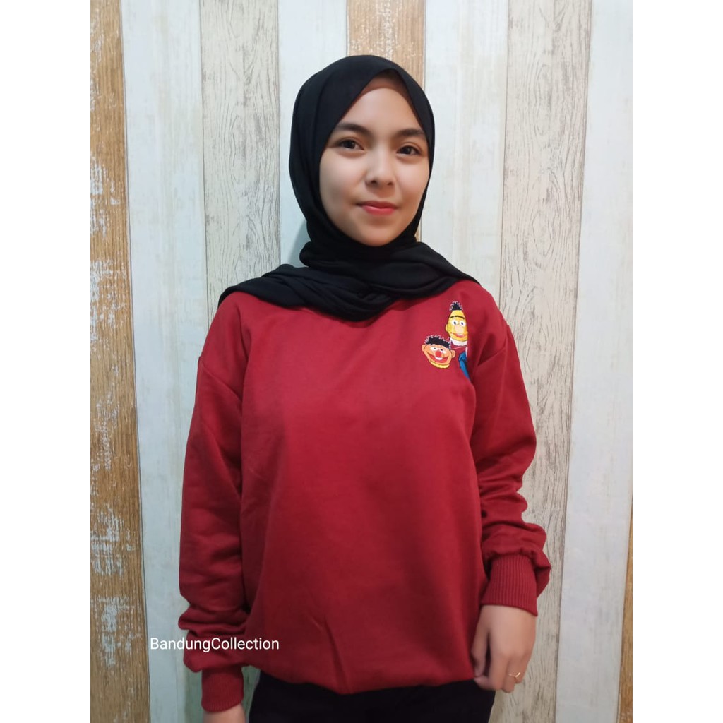 Sesame Maroon_Sweater korea_Sweater Wanita Terlaris