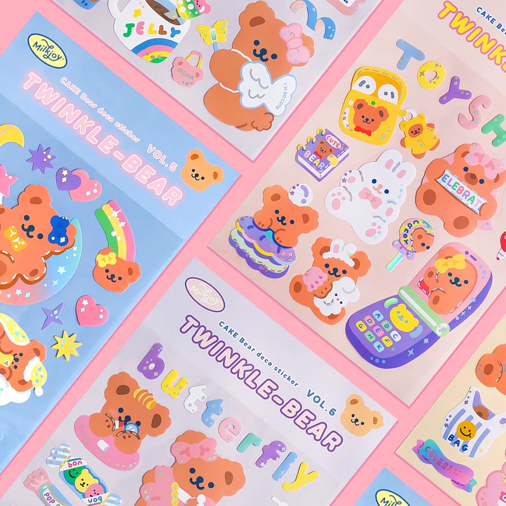 

1Pc Milkjoy Series Korean Style Glittery Bear Stickers Decoration Scrapbooking Creative Stationary