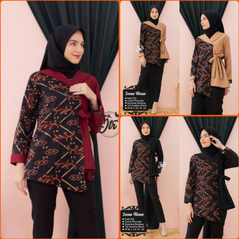 tey-17 Batik wanita ASJ SA HRB026 Kenongo Kemeja Tosca Pendek hj02-1