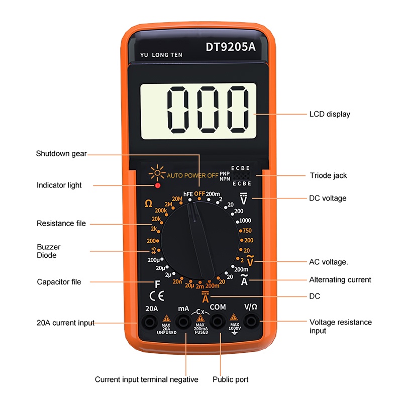 Smartfish Digital Multimeter Kapasitansi Pengukuran Arus Tegangan Resistansi