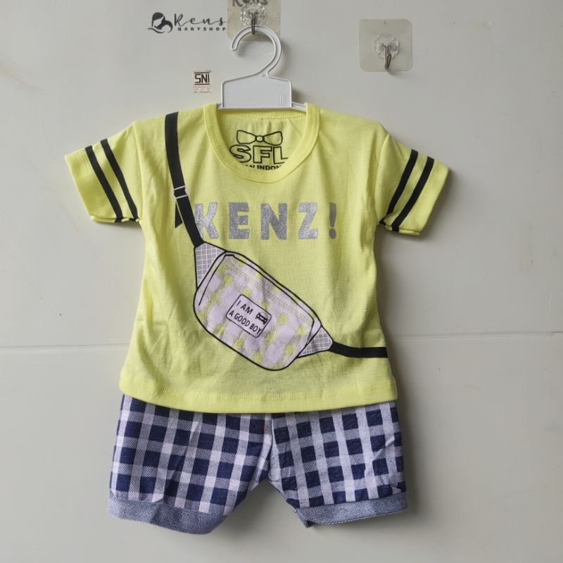 SNI Setelan baju kaos celana anak bayi motif TAS selempang samping SFL