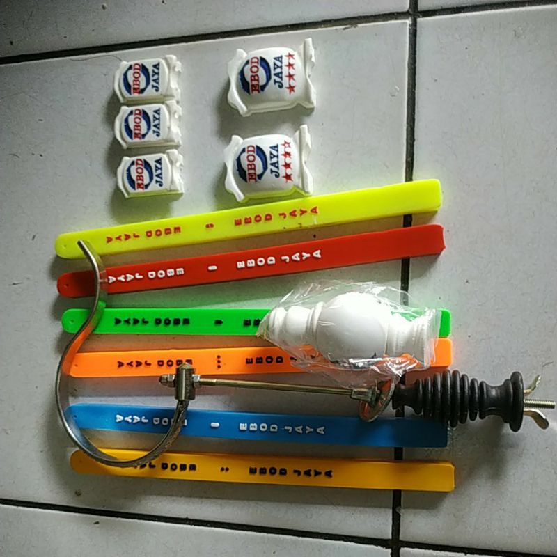 variasi asesoris stoper,pion,gantungan lipat lapis karet sangkar kotak ebod Jaya fullset-2