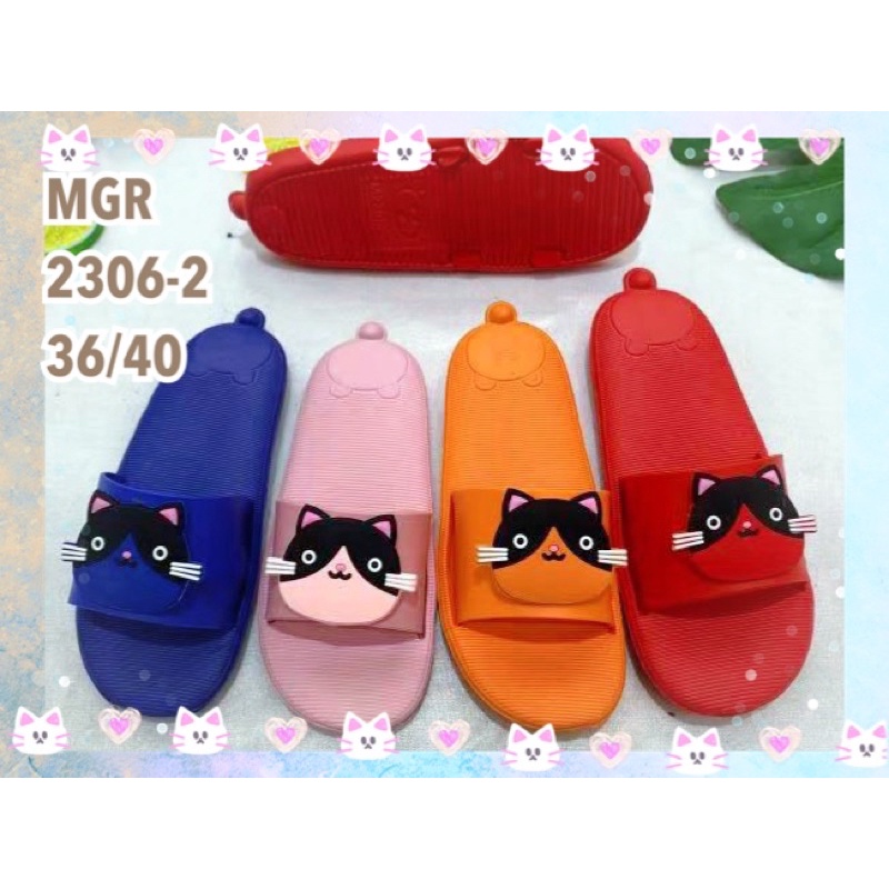 Sandal Karet Selop korea wanita kucing Enteng Lucu unik Impor MGR Morego Mokaya Balance Breslin / size 36-40 (2306-2)