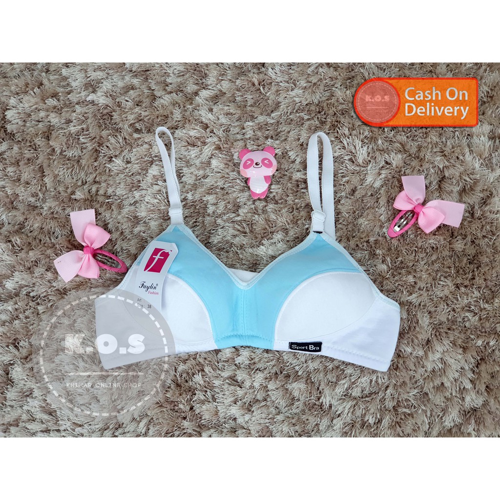 Bh pelajar remaja tanpa busa bra kombinasi warna putih size 34-38