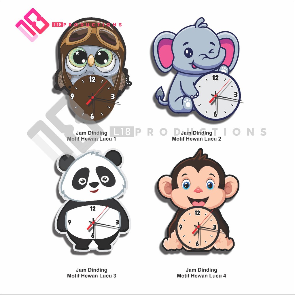 Dine Wood Jam Dinding Hiasan  Dekorasi  Ukir Motif Hewan Lucu Vector Poster Kamar Anak