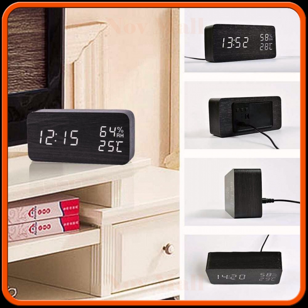 Jam Meja Digital Clock Temperature Humidity Control