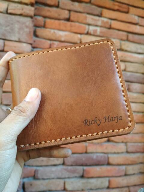 dompet pria bifold kulit asli custom grafir laser nama delion by koing