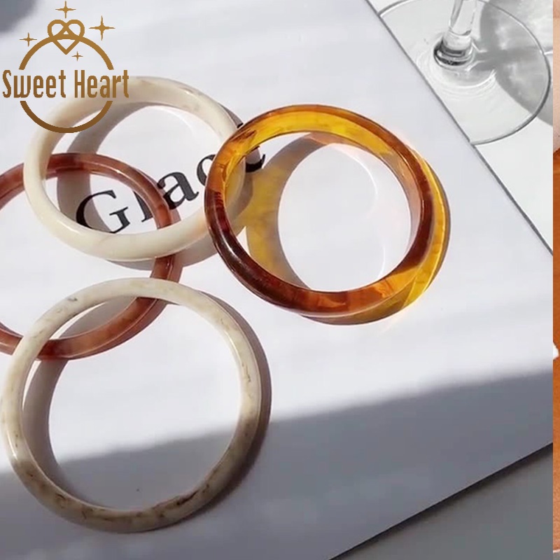 Gelang Bahan Akrilik Resin Pola Amber Gaya Retro Korea Untuk Wanita