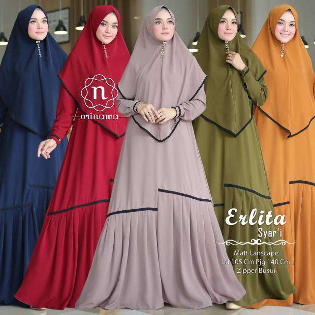 Set Gamis Syar'i + Khimar/ Erlita Syar'i