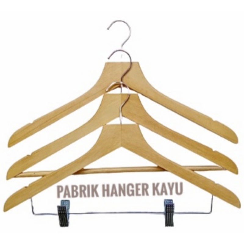 HANGER KAYU KEPALA LURUS HOOK BIASA