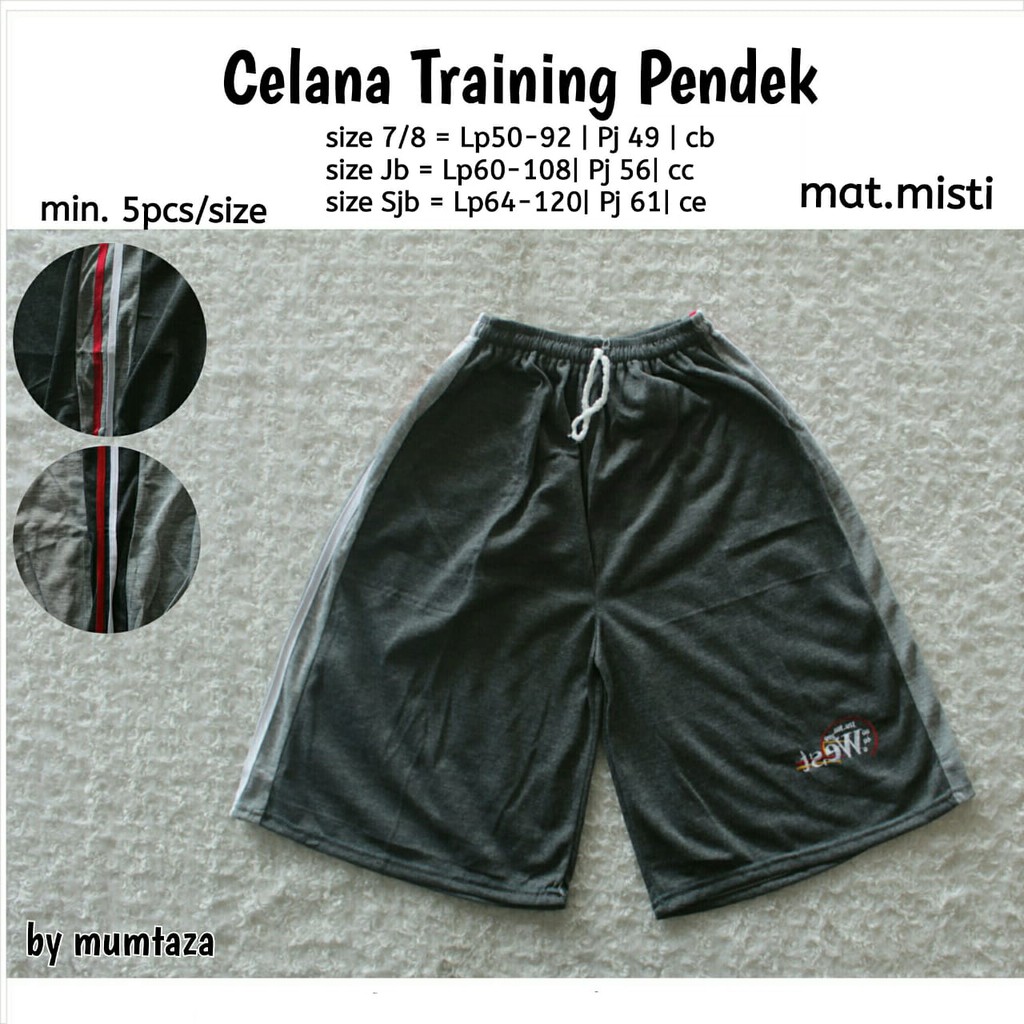 Celana Training Misti Pendek, Training Pendek Polos, Celana Fuma Pendek.