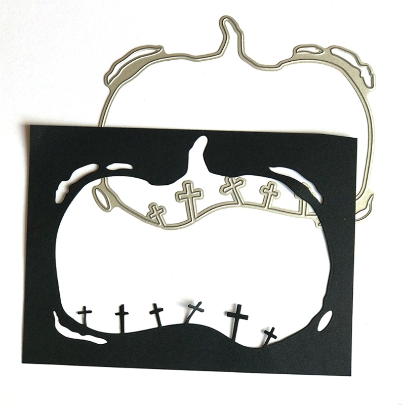 Cetakan Stensil Cutting Dies Motif Labu Halloween Bahan Metal Untuk Scrapbook / Craft DIY