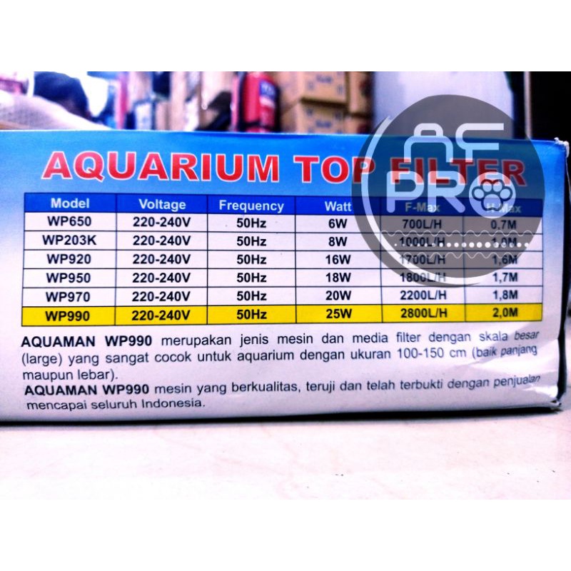 Promo Murah Pompa Aquarium Box Filter AQUAMAN WP 990