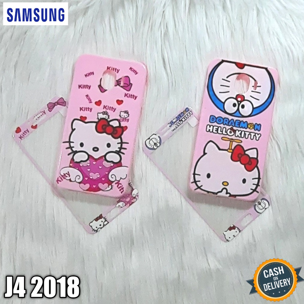 Case + Tempered Glass For Samsung J4 2018 Softcase Jelly Character