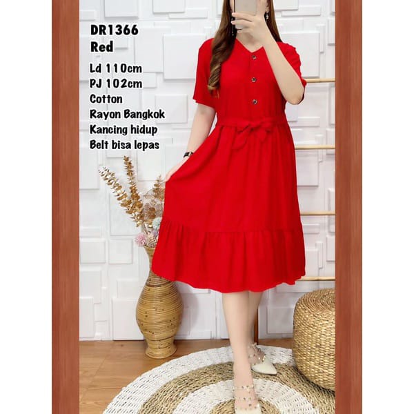 DRESS CANTK KANCING DEPAN BAHAN RAYON FRIENDHLY BUSUI