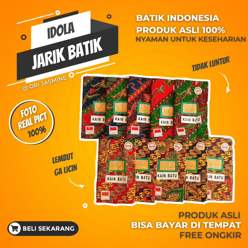 Kain batik meteran katun solo murah premium tulis jarik melahirkan bahan kain batik katun halus IDOL