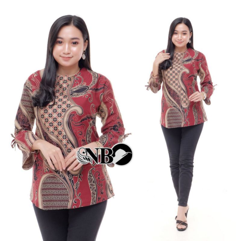 tey-17 Batik Wanita ASJ SA HRB026 Kenogo Kemeja Tosca Pendek-Model 13