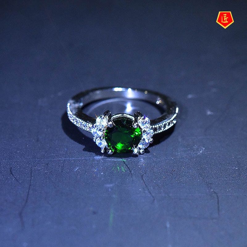 [Ready Stock]Women's Simple Personality Colored Gemstone Ring