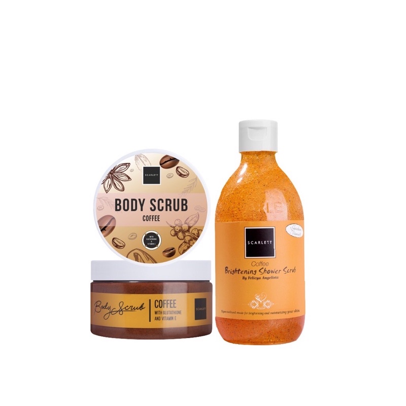 (BISA COD) [Buy 1 Get gift] SCARLETT PERFECT COFFEE EDITION/BODY SCRUB 2PCS+SHOWER SCRUB 1PCS COFFEE