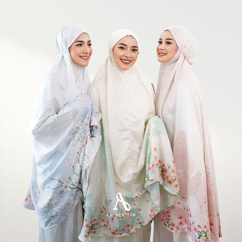 AUTHENTISM ID | Blossom Prayer Set - Mukena Dewasa Motif Printing Elegan Silk Premium
