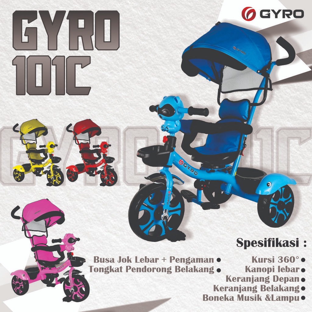 Sepeda Stroler Anak Gyro 101C Sepeda Roda Tiga Anak
