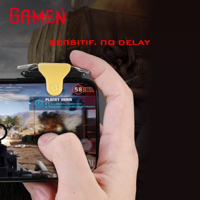 (VROFFSTORE) GAMEN Mobile Gaming Button Trigger Shotting Aiming No Delay For Free Fire PUBG Original - Garansi 1 Tahun