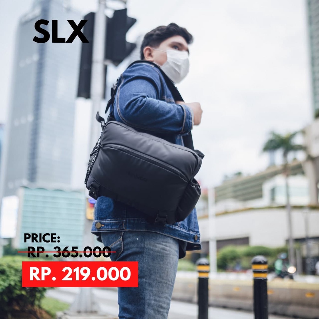 AVANDR SLX Black Matte Shoulder Bag Tas Selempang Pria Multifungsi