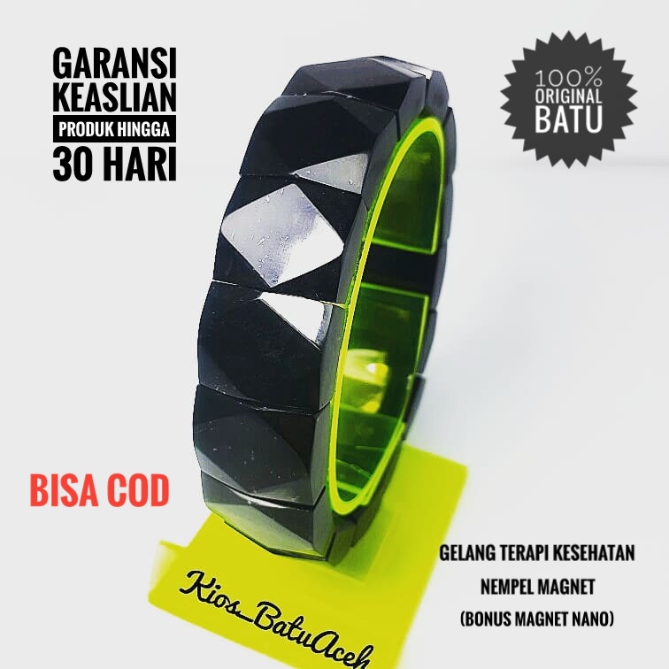 Gelang Batu Giok Hitam Black Jade Original Asli Aceh Petak Cutting