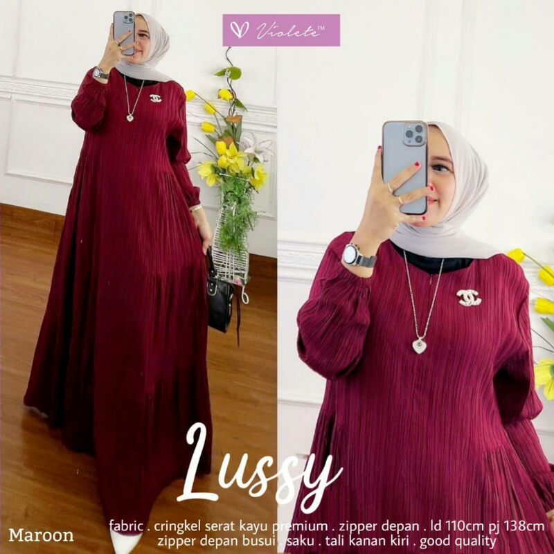 COD | LUSSY ORI VIOLETTA | GAMIS DRESS BAJU DEWASA MUSLIM CEWEK KONDANGAN PENGAJIAN PESTA LEBARAN FA