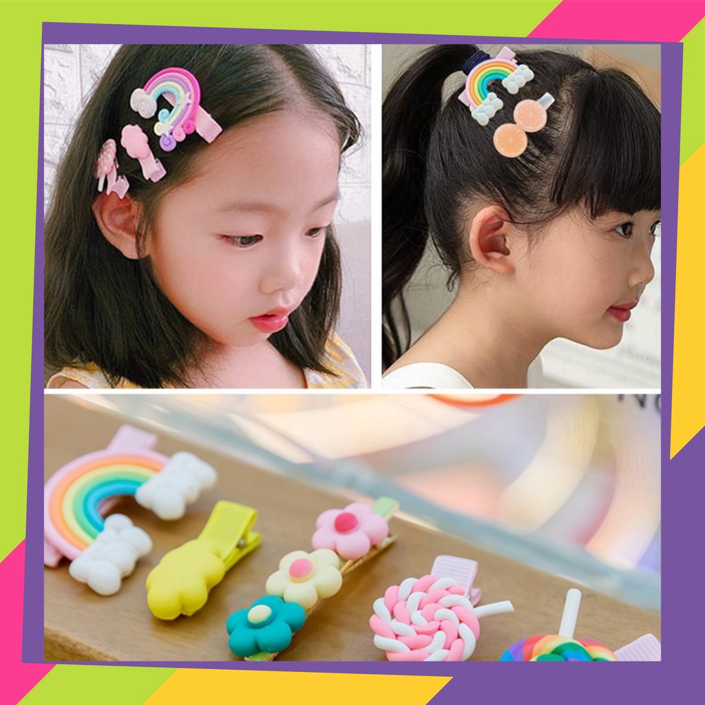 1741D1 / Jepit rambut anak perempuan isi 12pcs / Korea fashion lucu free pouch &amp; zipper lock