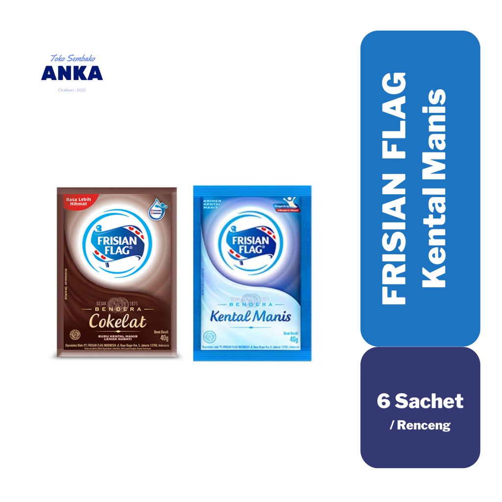 

Susu Kental Manis Bendera Frisian Flag Full Cream Putih Cokelat Sachet 40gr - 1 renteng isi 6 sachet